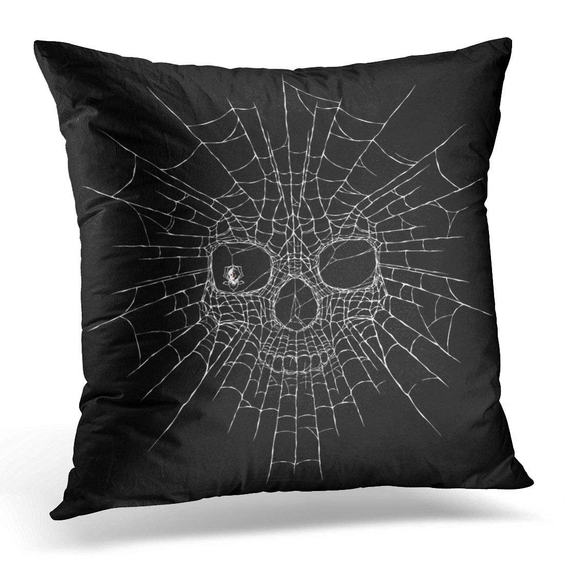 ARHOME Black Skull Spider White Body Pillow Cover 16x16 Inches Throw