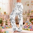 thumbnail image 5 of Fgvctg Womens Easter Pajamas Trendy Sleepwear Wide Leg Pajama Rabbit Print High Waisted Pj Pants Lightweight Fall Easter Eggs Spring Drawstring Lounge Pants with Pockets White L, 5 of 5