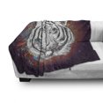 thumbnail image 3 of Animal Soft Flannel Fleece Blanket, Wildlife Theme Modern Image of a White Tiger Lion Head from Outer Space, Cozy Plush for Indoor and Outdoor Use, 50" x 60", Brown White and Black, by Ambesonne, 3 of 6