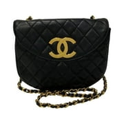 Pre-Owned CHANEL Chanel Matelasse Coco Mark Metal Fittings Lambskin Leather Chain Mini Shoulder Bag Black 85577 (Good)