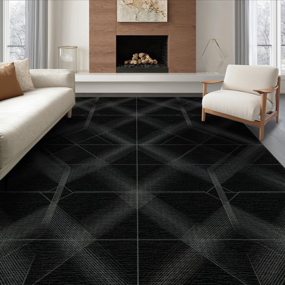 ODIKA 8'x10' Washable Area Rug Durable, Non-Slip Alfombras Sparse Geometric Motif Balanced Negative Para Habitacion for Living Room, Under Sectional, Family