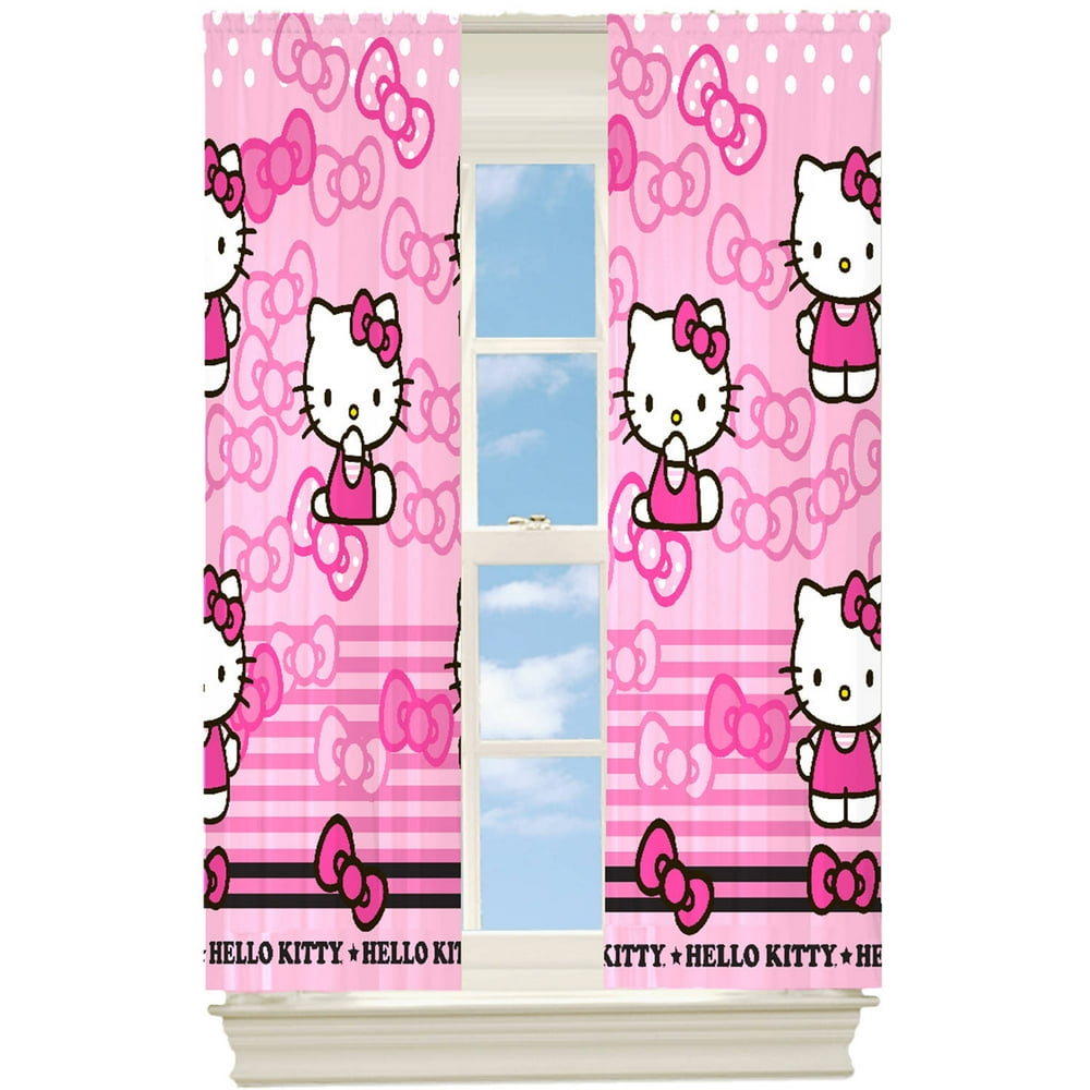 Hello Kitty Kitty Bow Girls Bedroom RoomDarkening Curtain Panel, 63