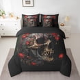 thumbnail image 2 of Castle Fairy Abstract Floral Skull Bedding Comforter Set 7 Pieces for Teens Adults,Gothic Style Full Bedding Set Lightweight,Chic Flowers Fitted Sheet Flat Sheet,Super Cozy Room Decor,Reversible, 2 of 8