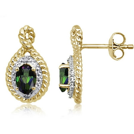 JewelersClub 0.92 Carat T.G.W. Mystic Topaz Gemstone and White Diamond Accent Earrings