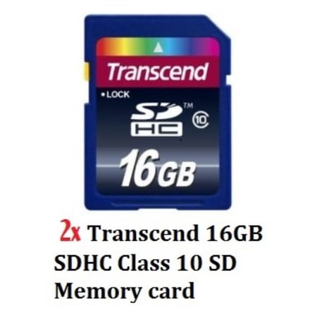 pack of 2 transcend 16gb sdhc class 10 sd memory card