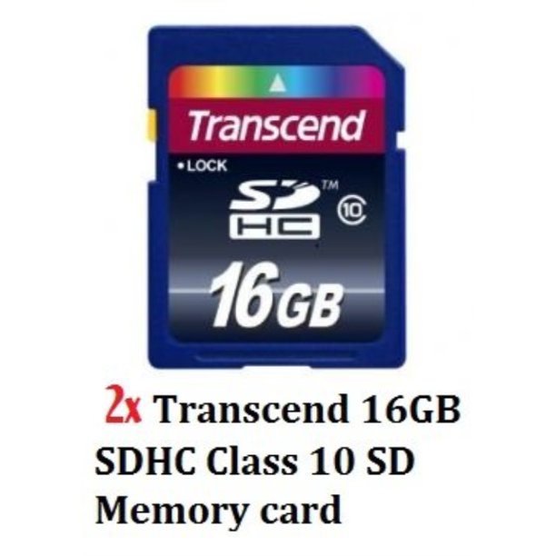 pack of 2 transcend 16gb sdhc class 10 sd memory card