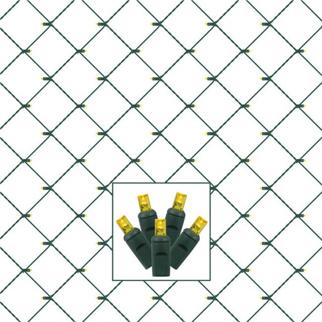 Fil Vert Grand Angle Net Ensemble avec des Lumières LED Or - 4 x 6 Pieds.