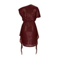 thumbnail image 5 of ZHYou Womens One Shoulder Sequin Cocktail Dresses Glittery Shimmering Elegant Party Dress Ruched Waist Knot Detail Bodycon Fit,Wine,XL, 5 of 6