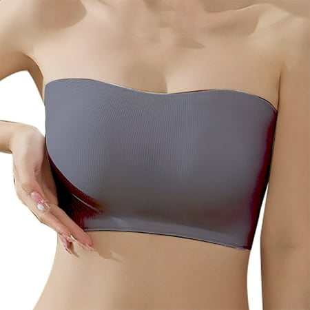 HCURIBAD Wireless Bras for Women  Clearance! Women s Strapless Bra Stretch Wireless Breathable Non-Slip Shoulder Strap Bra  Push up Bra  Backless Bra  Bras for Women Gray M