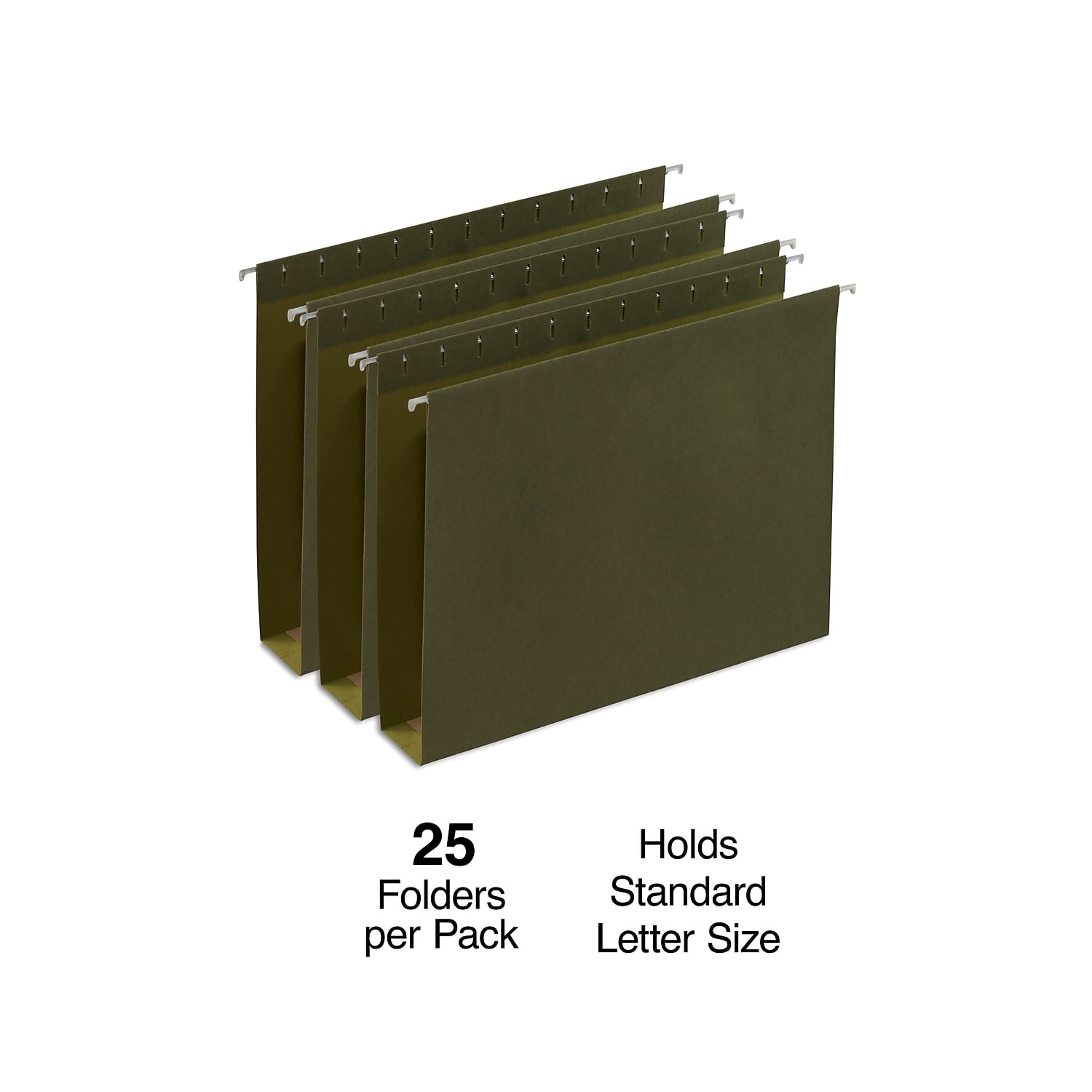 MyOfficeInnovations Hanging File Folders 2' Expansion Letter Size Standard Green 25/Bx 117515