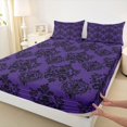 thumbnail image 3 of Feelyou Mystic Purple Damask Full Size Sheets, Retro Southwestern Bed Sheets, Bohemian Flower Floral Sheet Sets, Breathable Home Decor, 4-Piece, 3 of 7