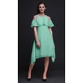 thumbnail image 4 of Bimba Robe Droite à Épaules Dénudées Style Chic Imprimé Floral Vert pour Femmes Tunique d'Été - Très Grand, 4 of 6