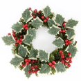 thumbnail image 3 of Guirnalda de hojas verdes de bayas de acebo de Navidad, flor Artificial, bayas rojas, adornos de árbol de Navidad, decoración de fiesta de boda, regalos de bricolaje, 3 of 4