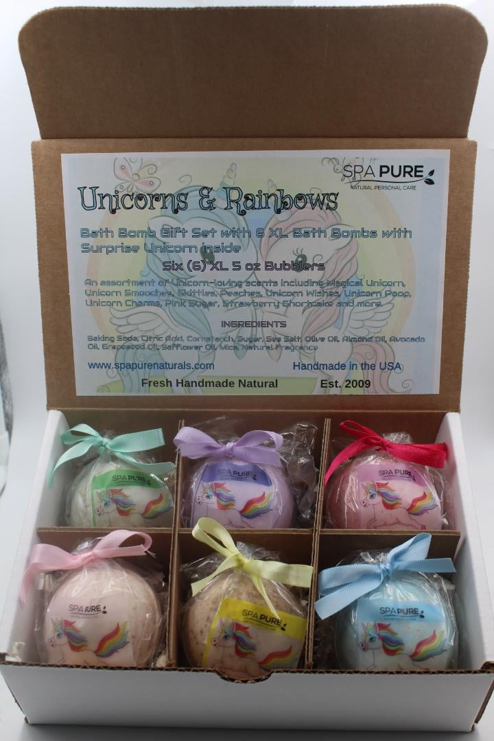 Spa Pure Unicorns And Rainbows Bath Bomb T Set With 6 Unicorn Bath