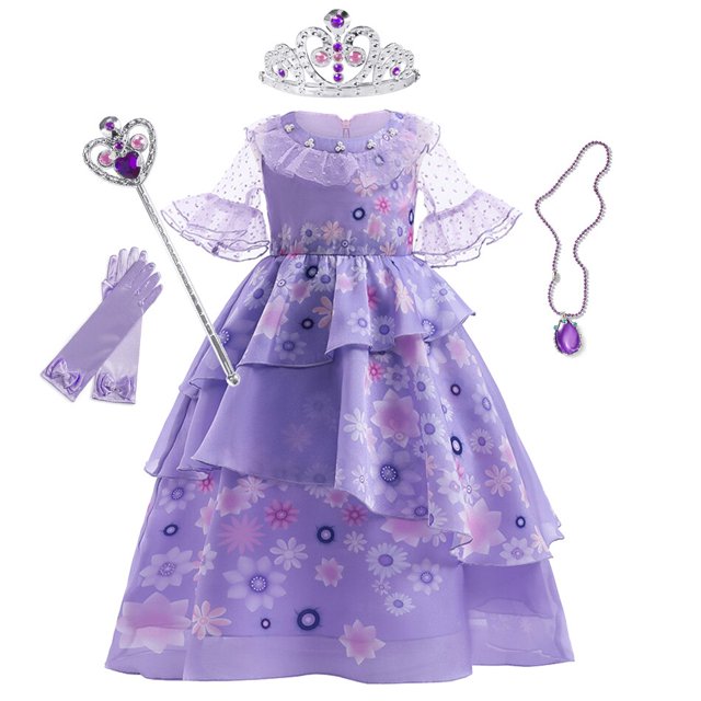 Encanto niñas Isabella vestido princesa Rapunzel Halloween fiesta Cosplay disfraz vestir niños ropa trajes cumpleaños graduación vestido 4T Gao Jinjia LED