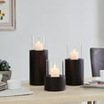 thumbnail image 6 of Danya B. Clear Glass Hurricane and Metal Base Candle Holder Set of 3, 6 of 8