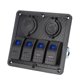 thumbnail image 1 of Gang 12V 24V 4 Panel De Interruptor Basculante IP65 A Prueba De Agua Con Enchufe De Encendedor 2 USB Para Coche Barco, 1 of 7
