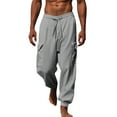thumbnail image 1 of xiaxaixu Men Cargo Pants, Elastic Waist Drawstring Solid Loose Casual Pants Trousers with Pockets, 1 of 7