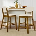thumbnail image 3 of Best Choice Products Set of 2 Counter-Height Bar Stools, Armless W/ Upholstered Seat Cushion & Backrest - Walnut/Cream, 3 of 10