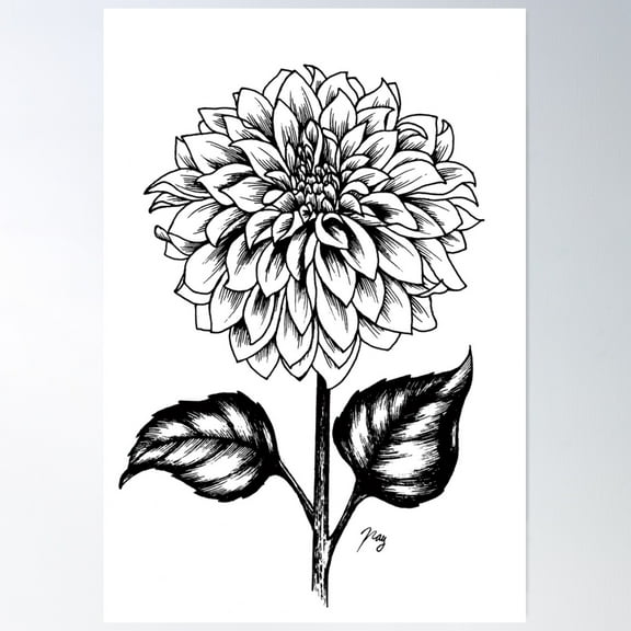 Dahlia Poster Wall Art, Modern Wall Decor For Living Room Bedroom, 24x36 UNFRAMED