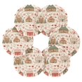 thumbnail image 7 of Yayeee 6 PCS Drink Coasters with Holder Set Woven Absorbent Round Tabletop Hot Pad, Red Nordic Christmas House, 7 of 7