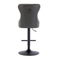 thumbnail image 3 of Guyou Modern PU Leather Swivel Bar Stools Set of 2, Adjustable Upholstered Curved Backrest Bar Stools with Button Tufted and Nailhead Decoration, Grey, 3 of 13