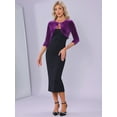 thumbnail image 4 of DARING DIVA Women's 3/4 Sleeves Velvet Cropped Cardigan S Purple, 4 of 6
