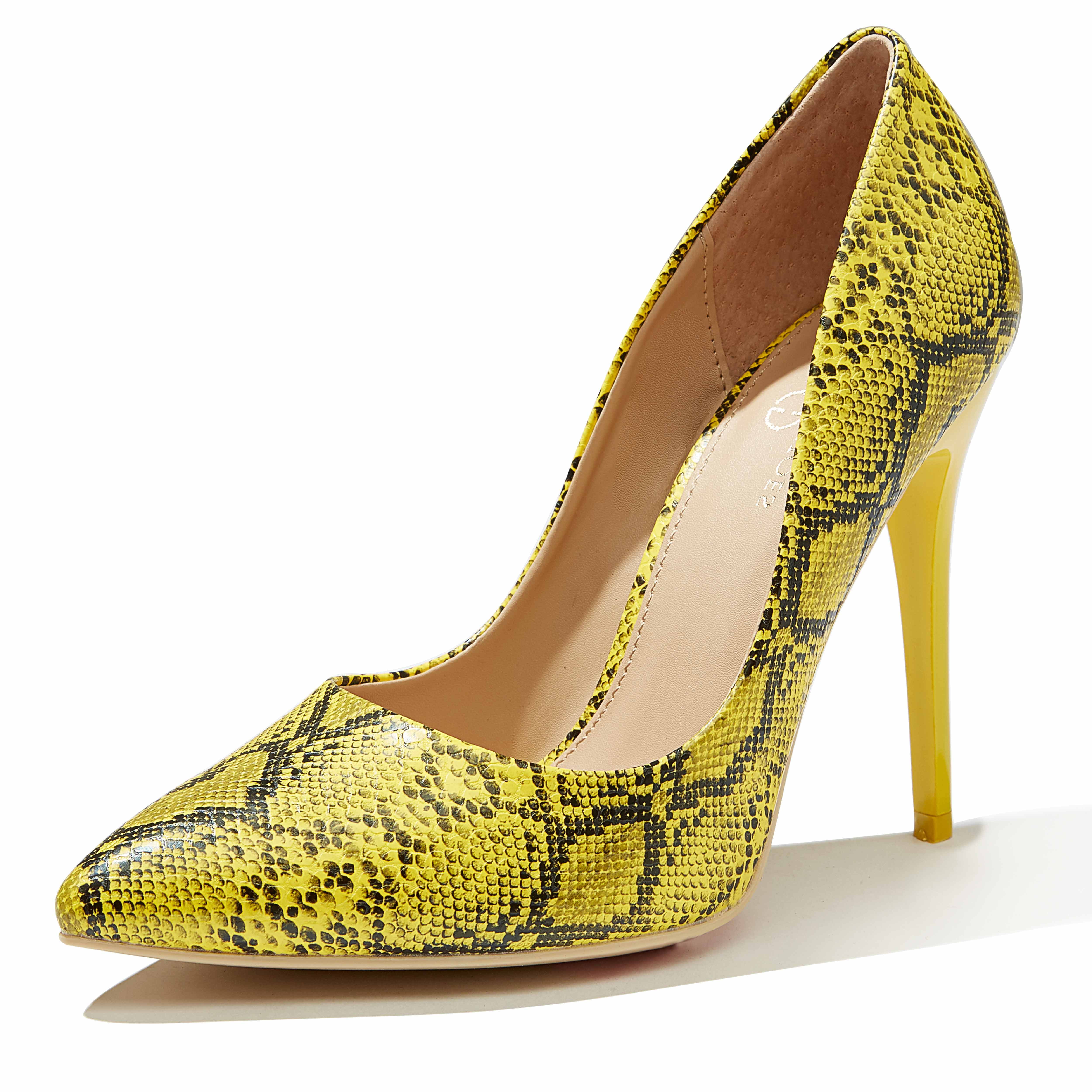yellow closed toe heels