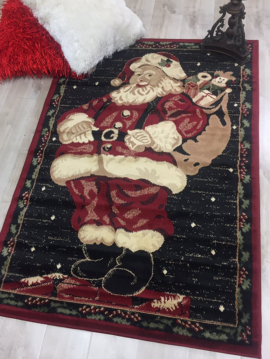 HR 3X5 CHRISTMAS HOLIDAY GIFT SANTA CLAUS NUTCRACKER SNOWMAN AREA RUG CARPET (SANTA)