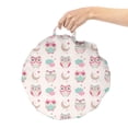 thumbnail image 2 of Owls Round Floor Cushion with Handle, Owls Stars Moon Patterns in Feminine Soft Colors Symmetric Design Art, Decorative Pillow for Living Room & Dorms, 18" Round, Almond Green Pink Tan, by Ambesonne, 2 of 4