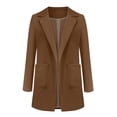 thumbnail image 3 of Women Solid Open Front Pockets Cardigan Formal Suit Long Sleeve Blouse Coat, 3 of 6