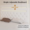 thumbnail image 5 of Queen Size Faux Leather LED Bed Frame with Adjustable Headboard Upholstered Platform Bed with Charging Station Diamond Button Tufted Style, White, 5 of 9