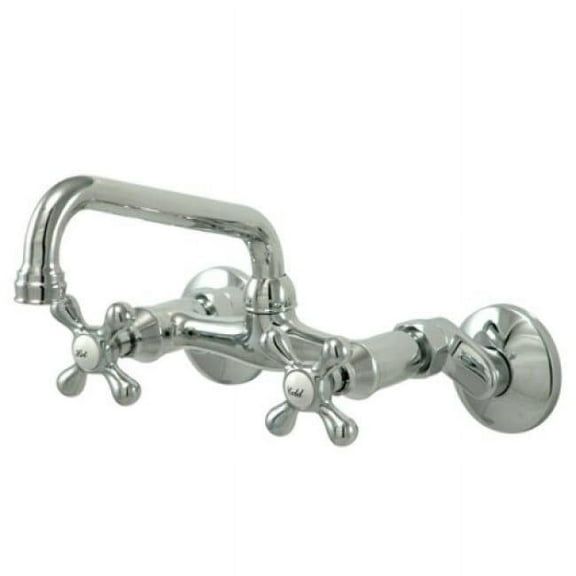 Kingston Brass KS213C Kingston Two Handle Wall Mount Kitchen Faucet, Polished Chrome