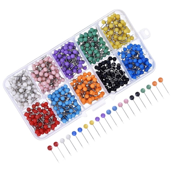 KALLORY Compact Ball Shaped Push Pins Assorted Colors for Home Office 600Pcs