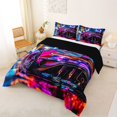 thumbnail image 2 of Manfei Sports Car Queen Comforter Set,Extreme Sport Comforter Sets Queen,Pink,Black Reversible,3pcs,1 Comforter and 2 Pillowcases, 2 of 7