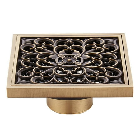 

Square Antique Brass Shower Floor Drain Deodorant For Kitchen Shower Room