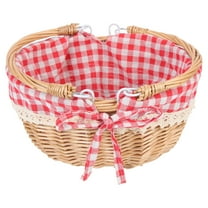 KALLORY 1Set Mini Picnic Basket Red Checkered for Women 10.22X8.45X5.50in
