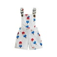 thumbnail image 2 of Musuos 4th of July Kids Girls Short Overalls 6 12 18 24M 3 4 5 6Y Ice Cream Print Sleeveless Straps Buttons Pockets Summer Denim Jumpsuit, 2 of 8