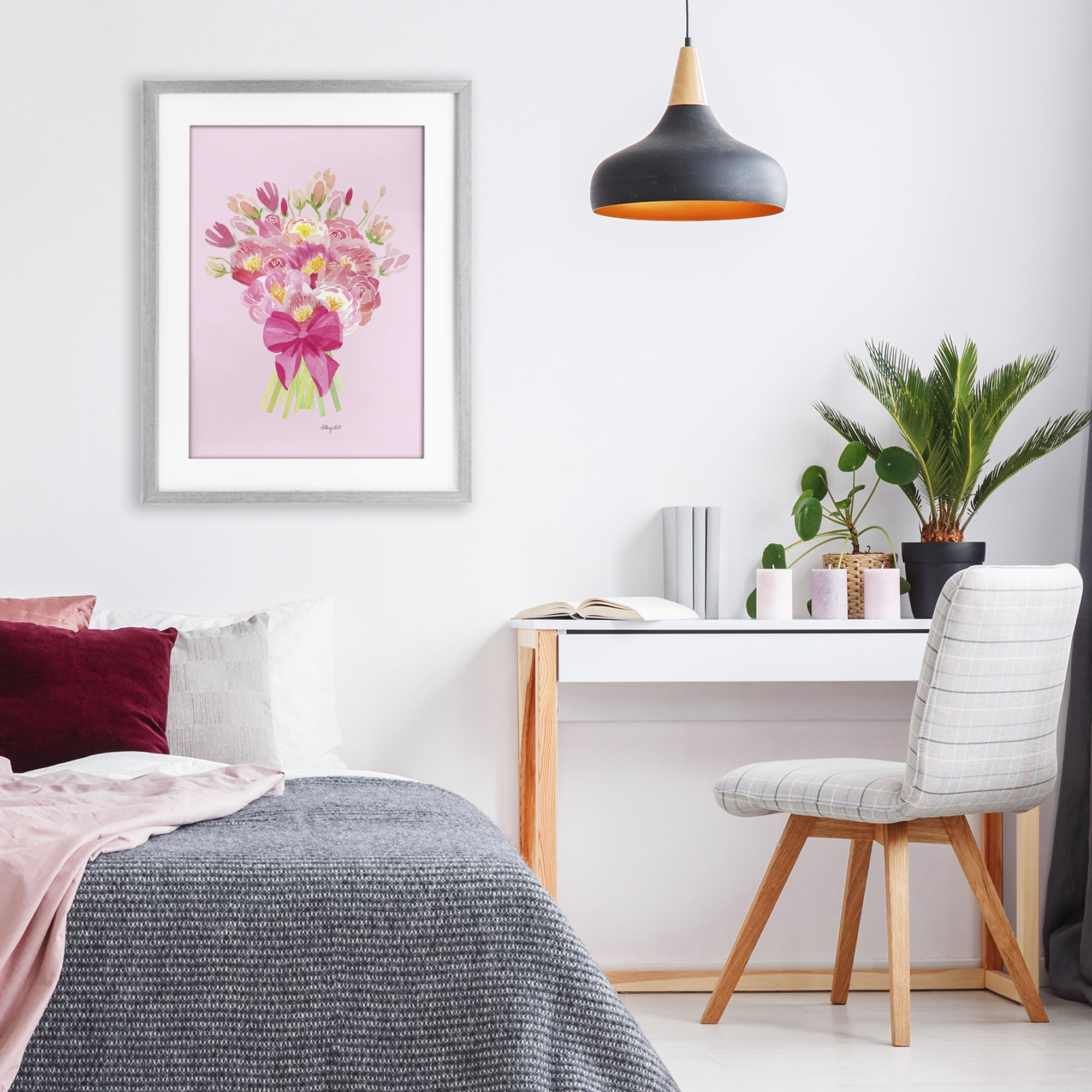 Stupell Industries Romantic Blushing Peonies Gray Framed Print Under Glass, design by Hillary Holt
