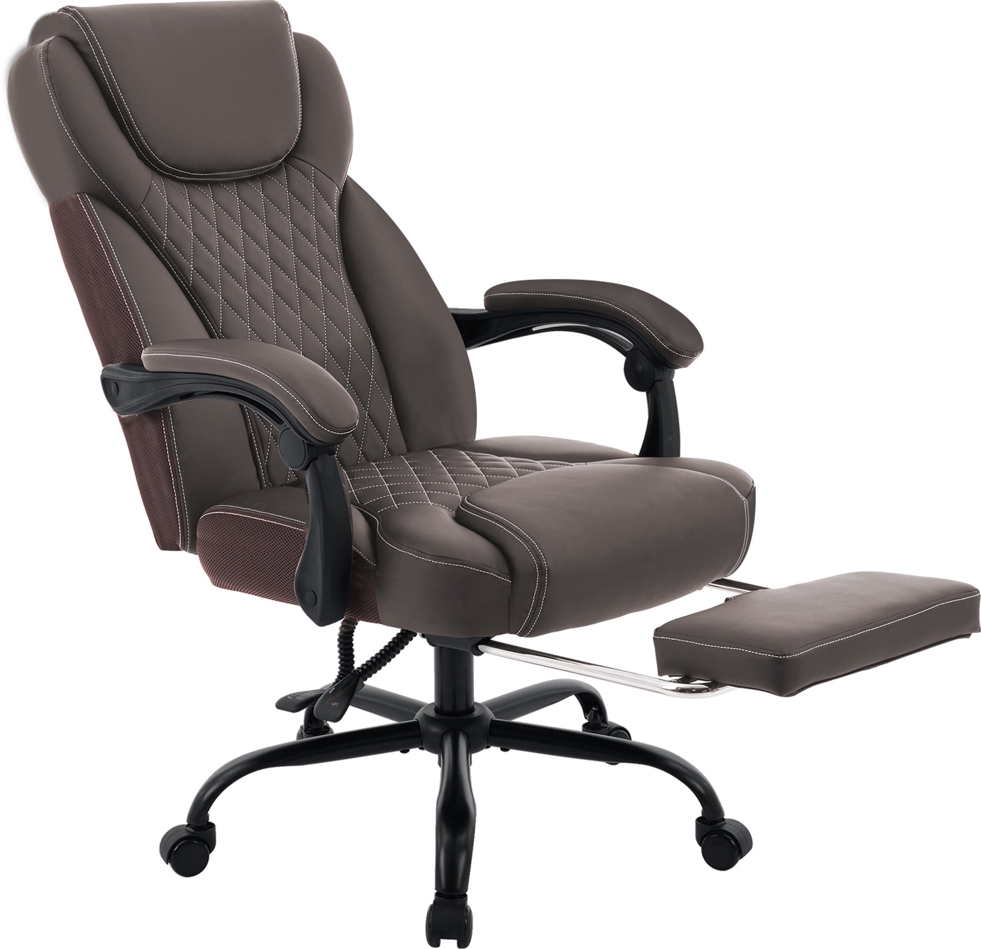 TMV Office Chair,Ergonomic Big and Tall Office Chair with Foot Rest,Executive Chair for Home Desk, Reclining High Back Leather Chairs with Lumbar Support,Brown