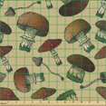 thumbnail image 2 of Ambesonne Forest Fabric by the Yard Upholstery, Graphical Woodland Mushrooms, 1 Yard, Pale Camel Multicolor, 2 of 5