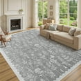 thumbnail image 4 of Garvee 5x7 Modern Floral Area Rugs Bedroom Rug, Washable Botanical Printed Rug Low Pile Non-Slip Foldable Indoor Rug Carpet for Living Room Farmhouse Dining Room, Light Gray, 4 of 9