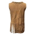 thumbnail image 3 of Western Cowboy Vest Men Cropped Faux Suede Tassel Fringe Vest 70s Hippie Open Front Cardigan Jacket Outerwear, 3 of 3