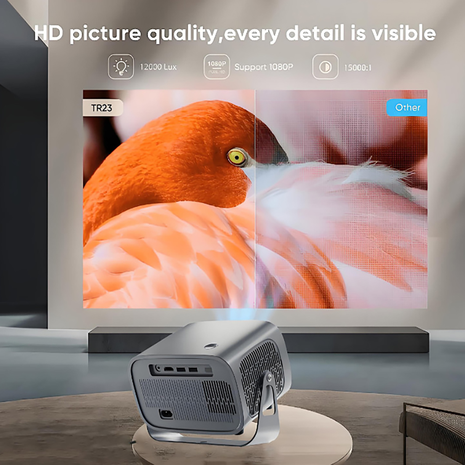 Foluu 4K Projectors 260ANSI 16:9 Supported 3D with WiFi 5G Bluetooth, White