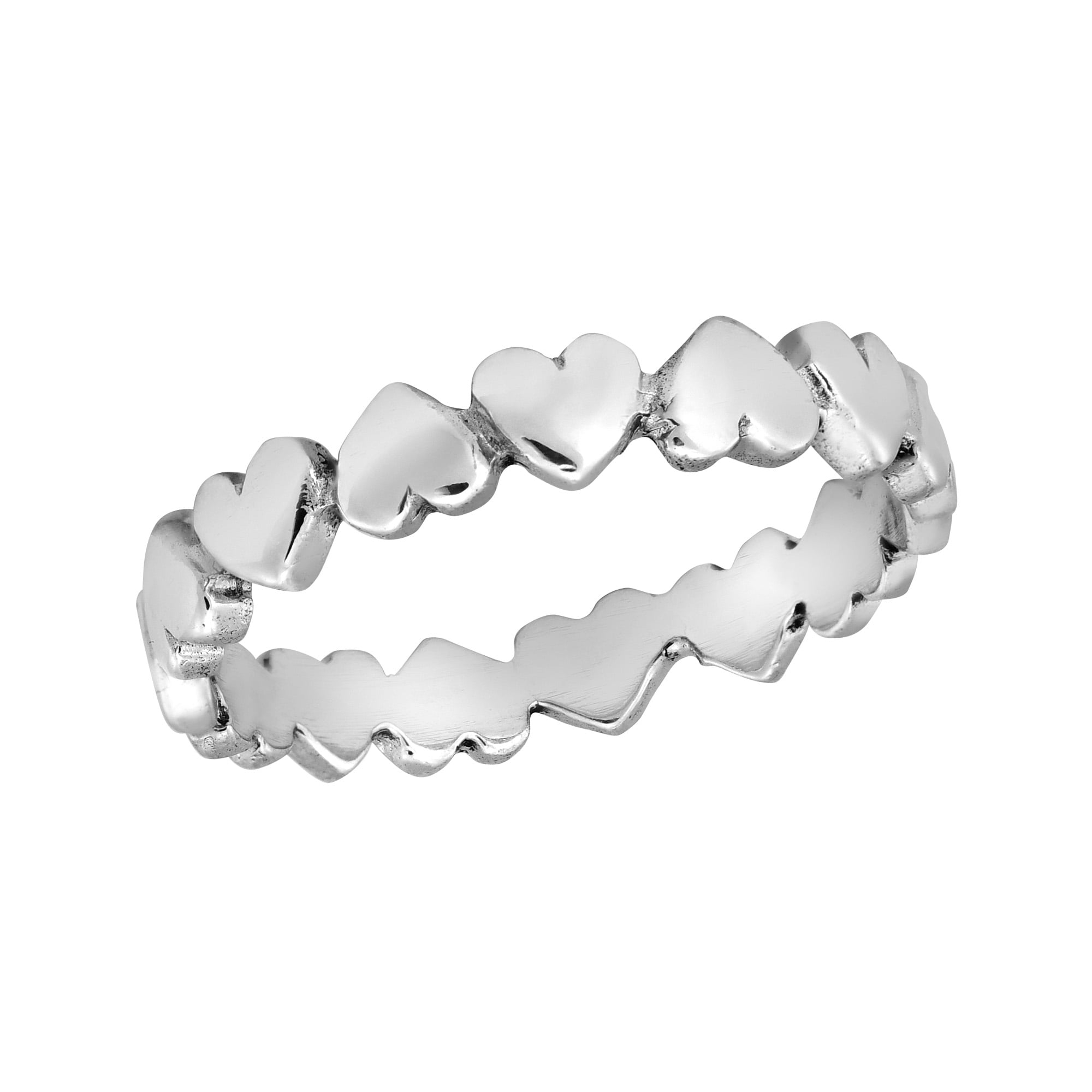 Love Inspired Upside-Down Linked Hearts Sterling Silver Band Ring-9