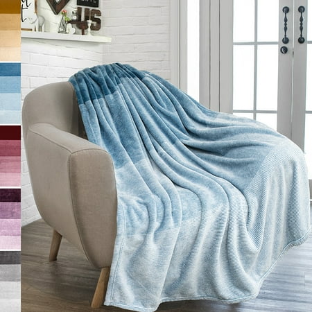 Katie Little Luxury Blanket - PAVILIA Flannel Fleece Luxury Throw Blanket | Lightweight Soft Microfiber Gradient Ombre Blanket | Decorative Velvet Throw for Couch Sofa Bed | All Season Use | 50 x 60 Inches