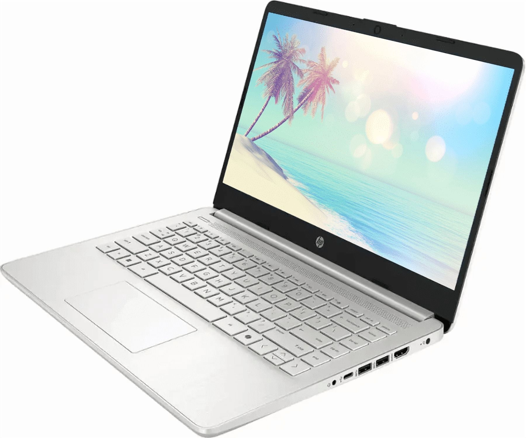 HP 14 Inch LED Laptop for Student & Business, 32GB RAM 640GB Storage (128GB UFS+512GB SD Card), Copilot Laptop, Windows 11, 1-Year Office 365, 4-core Intel Processor, NLY Earphones, Natural Silver