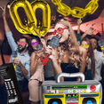 thumbnail image 2 of 20Pcs Retro 80s/90s Party Decorations Set, Inflatable Boombox, Mobile Phones, Sunglasses, Microphones, and Gold Number Balloons, for Themed Parties, Birthdays, Hip Hop Party, Retro Events, 2 of 8