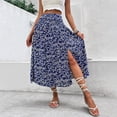 thumbnail image 6 of Xmarks Womens 2024 Spring Summer Vintage High Waisted Flowy Slit Midi Maxi Skirts Casual Lightweight Comfy Boho Floral Beach Skirt, 6 of 9