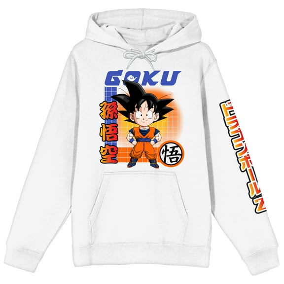 Dragon Ball Z Goku Chibi Character Art Adult White Graphic Hoodie-Small